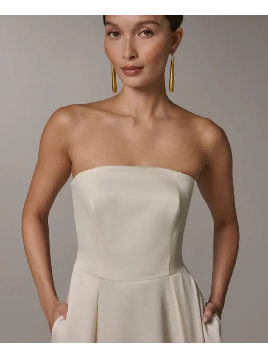 Платье-трапеция с запахом без рукавов Donna Karan New York — изображение 4 из 5, бежевый