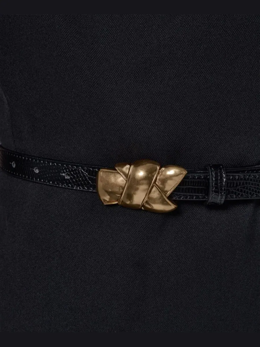 Топ без рукавов с квадратным вырезом и поясом Donna Karan New York — изображение 6 из 9, черный