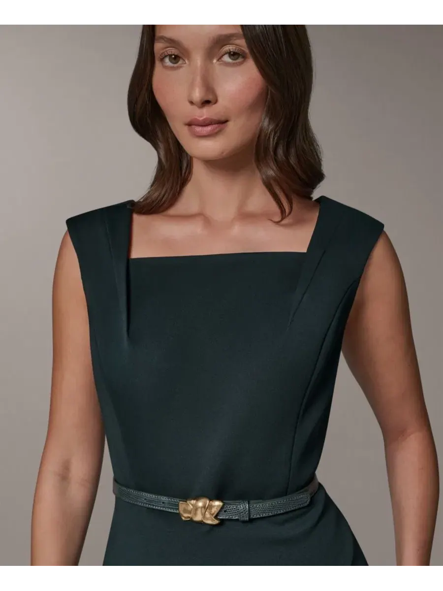 Топ без рукавов с квадратным вырезом и поясом Donna Karan New York — изображение 4 из 9, черный