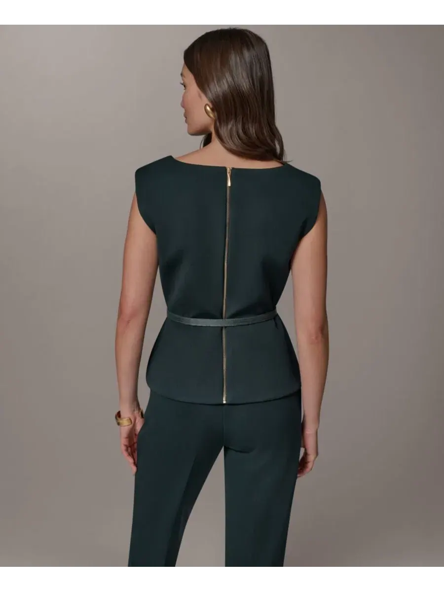 Топ без рукавов с квадратным вырезом и поясом Donna Karan New York — изображение 5 из 9, черный