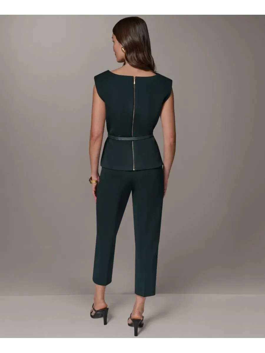 Топ без рукавов с квадратным вырезом и поясом Donna Karan New York — изображение 6 из 9, черный