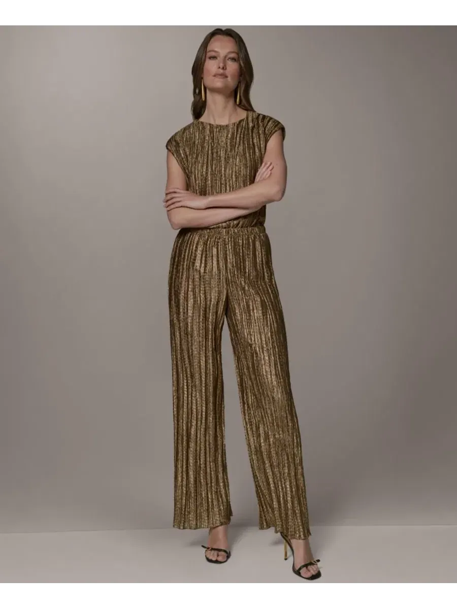 Широкие брюки с плиссировкой Donna Karan New York — изображение 2 из 8, золото