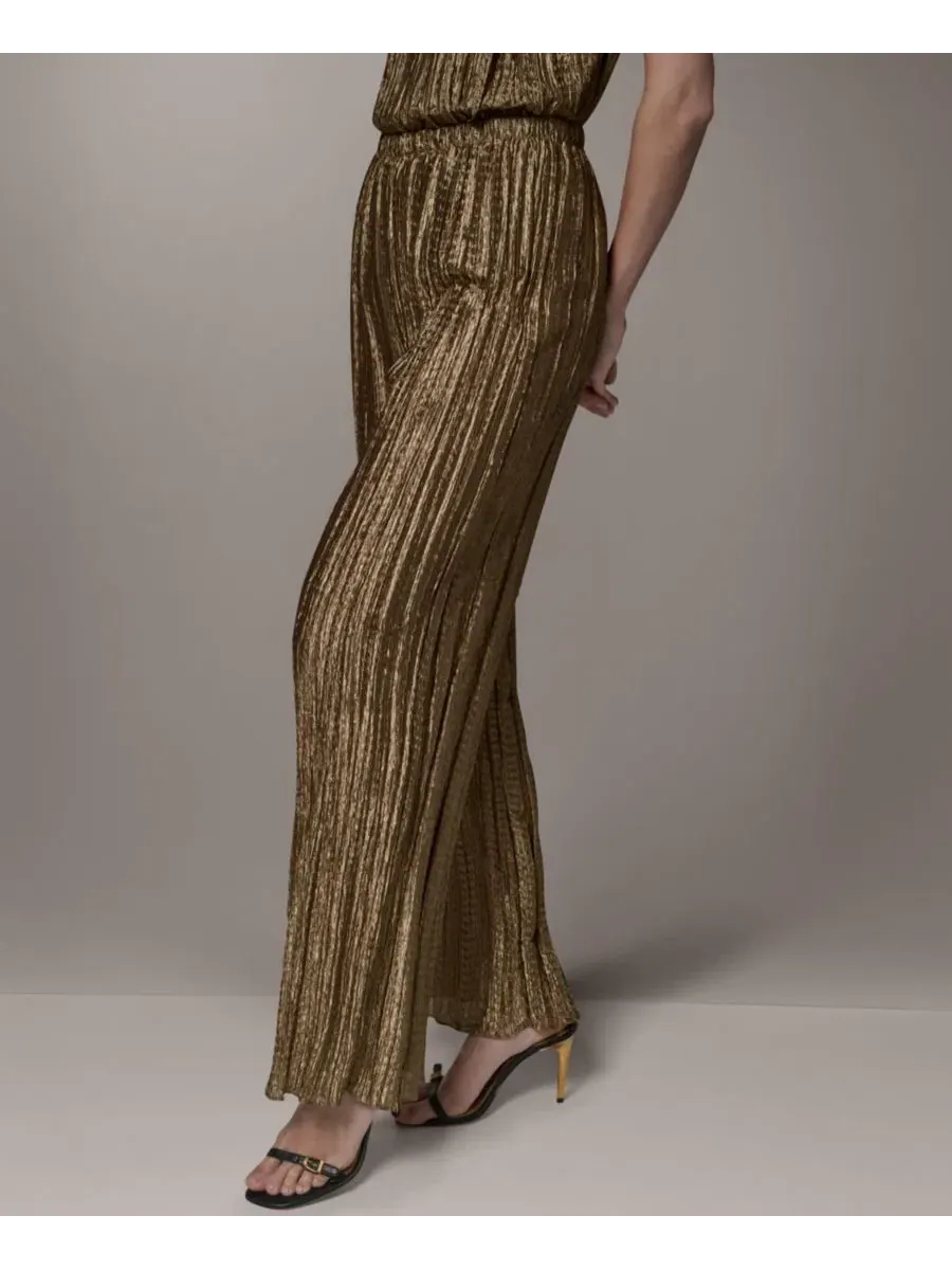 Широкие брюки с плиссировкой Donna Karan New York — изображение 3 из 8, золото