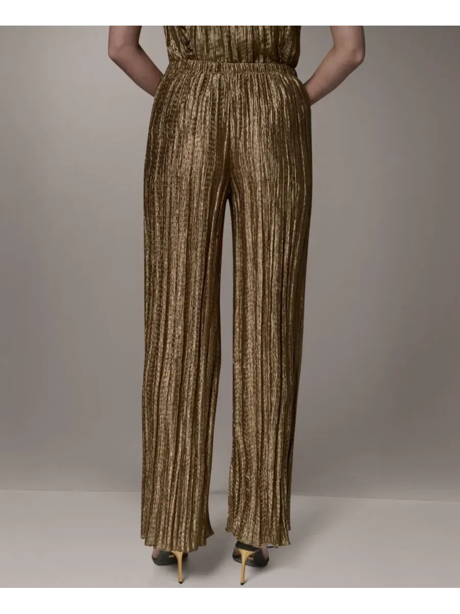 Широкие брюки с плиссировкой Donna Karan New York — изображение 4 из 8, золото