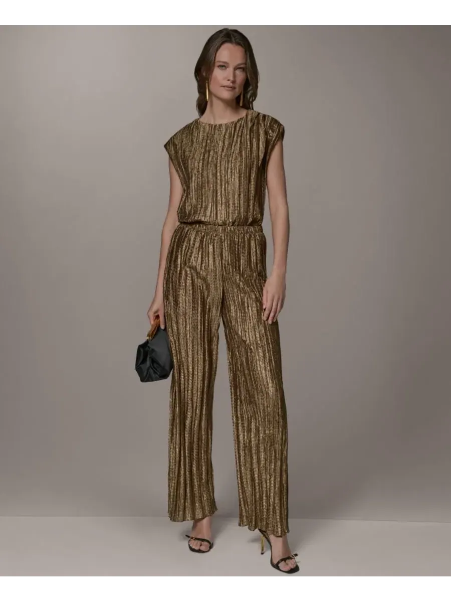 Широкие брюки с плиссировкой Donna Karan New York — изображение 8 из 8, золото