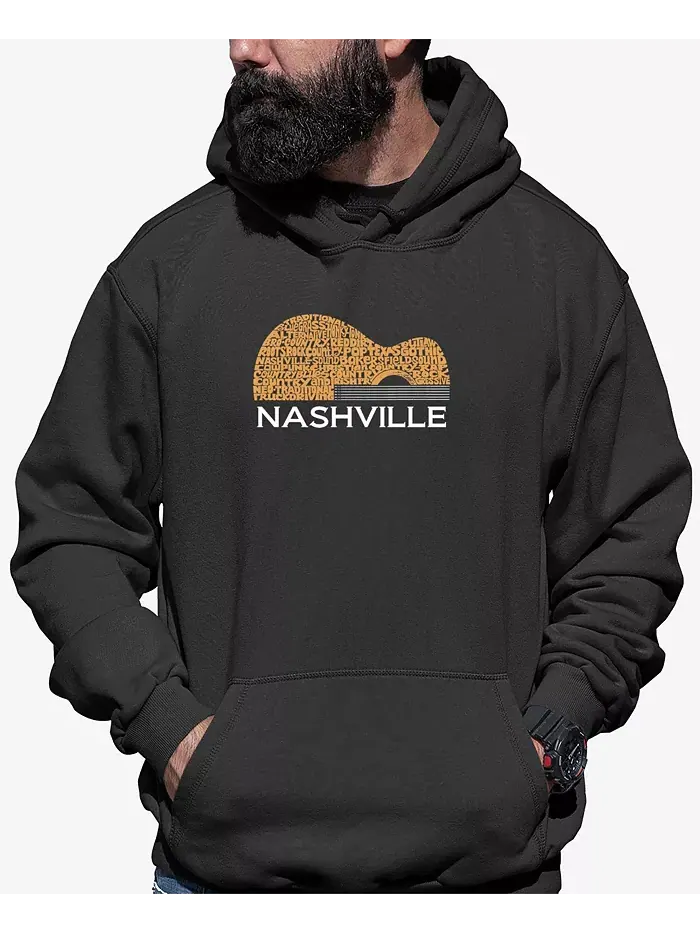 Мужская худи с гитарой и надписью Nashville LA Pop Art — изображение 1 из 4, темный серый