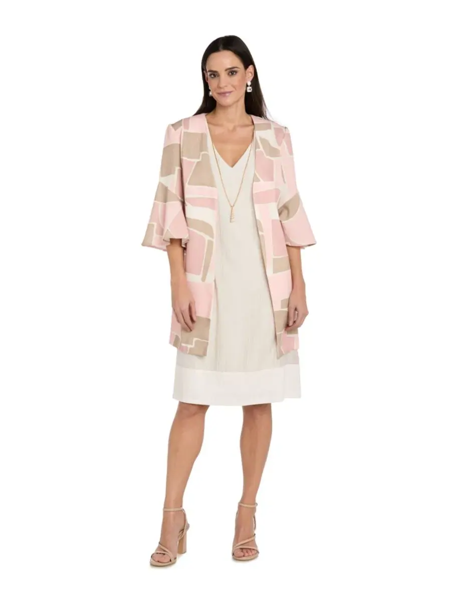 Платье-жакет с принтом, модель Petite Printed Jacket Dress R & M Richards — изображение 1 из 6, розовый