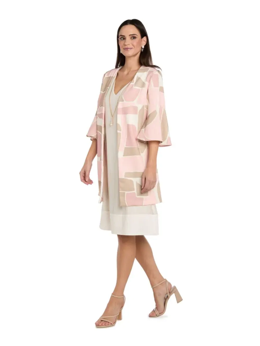 Платье-жакет с принтом, модель Petite Printed Jacket Dress R & M Richards — изображение 3 из 6, розовый