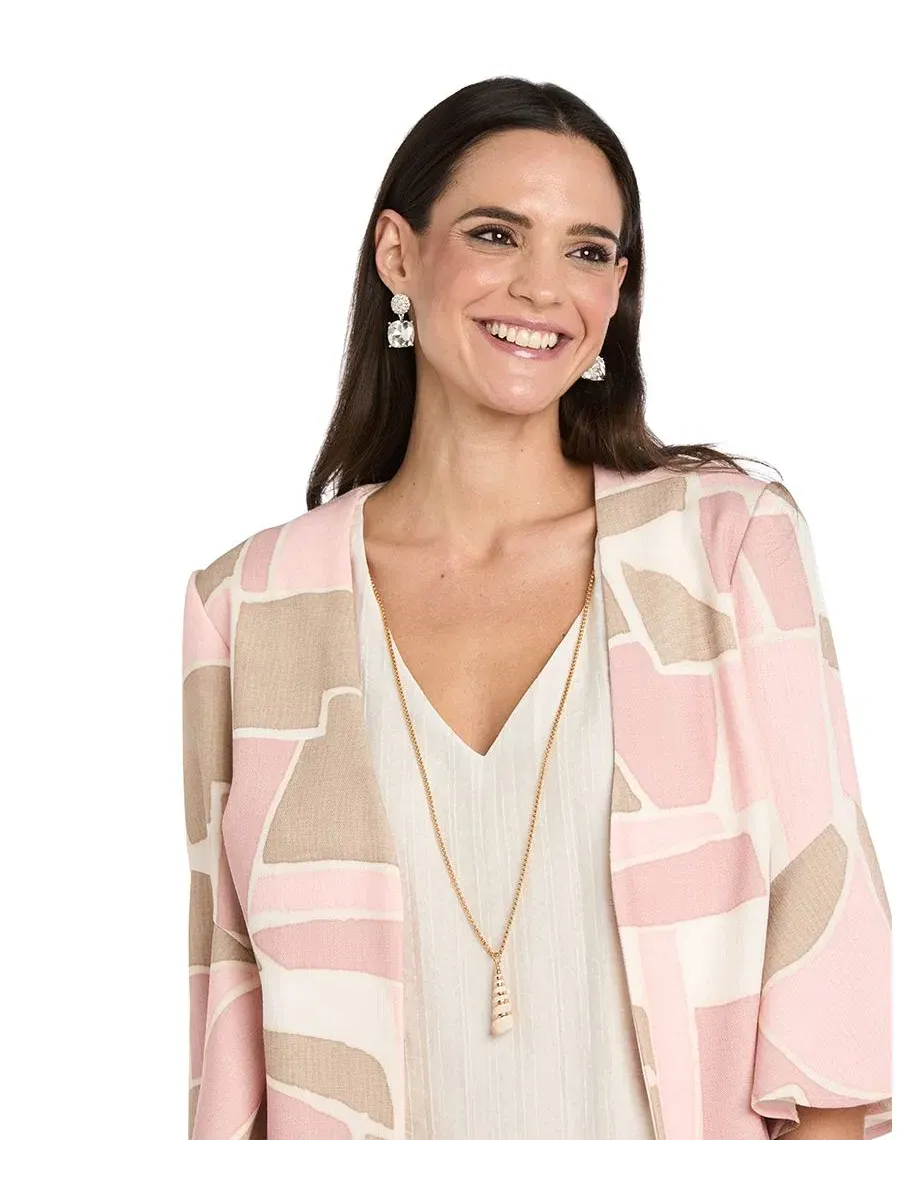 Платье-жакет с принтом, модель Petite Printed Jacket Dress R & M Richards — изображение 4 из 6, розовый