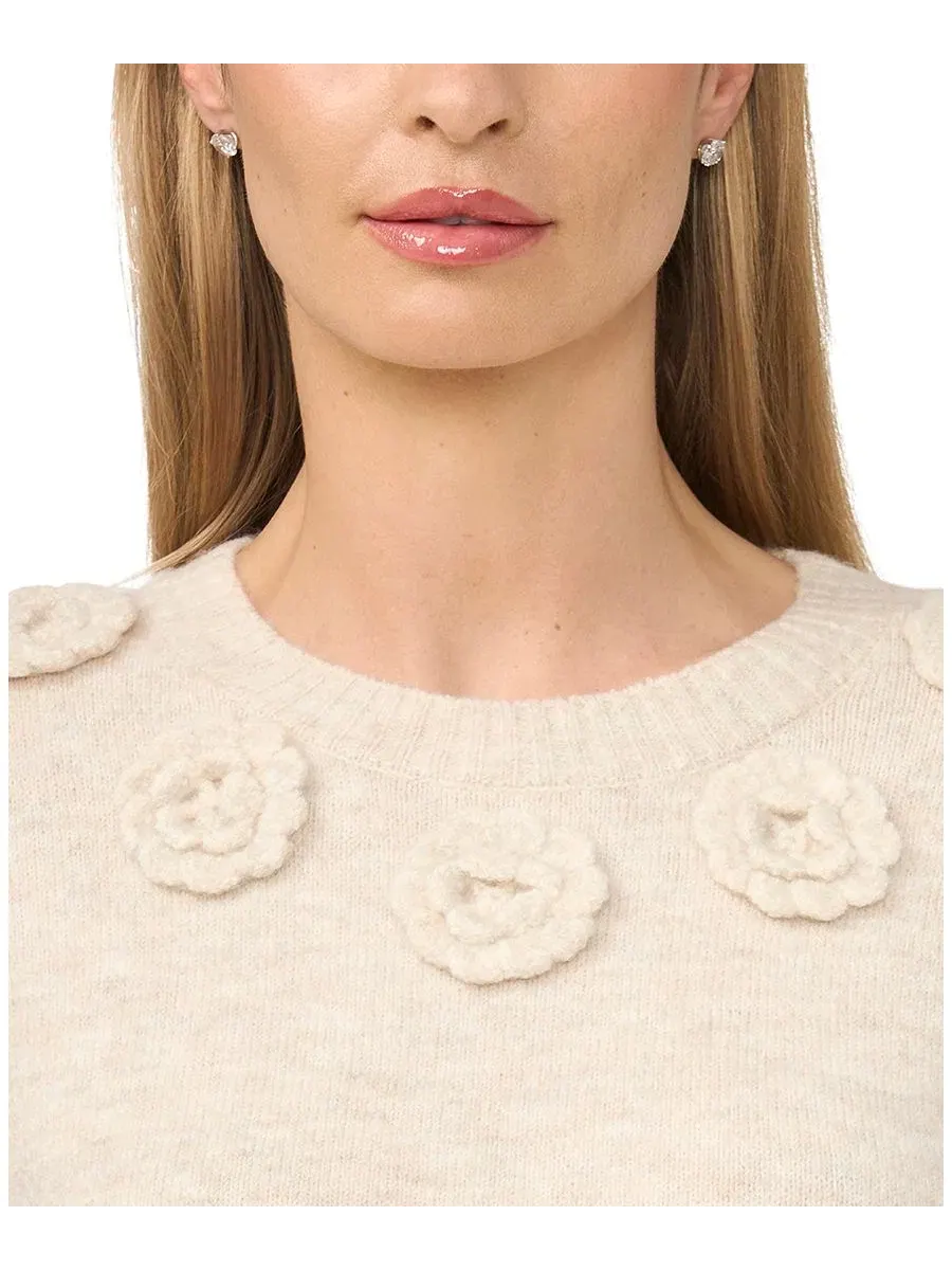 Свитер с коротким рукавом и цветочным узором CeCe, Malted — изображение 3 из 4