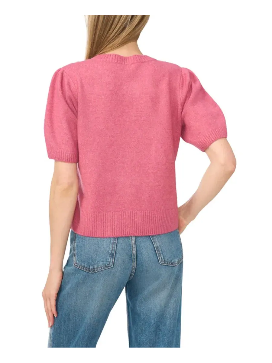Женский свитер с коротким рукавом и цветочным декором Knit-Flower CeCe — изображение 4 из 4, розовый