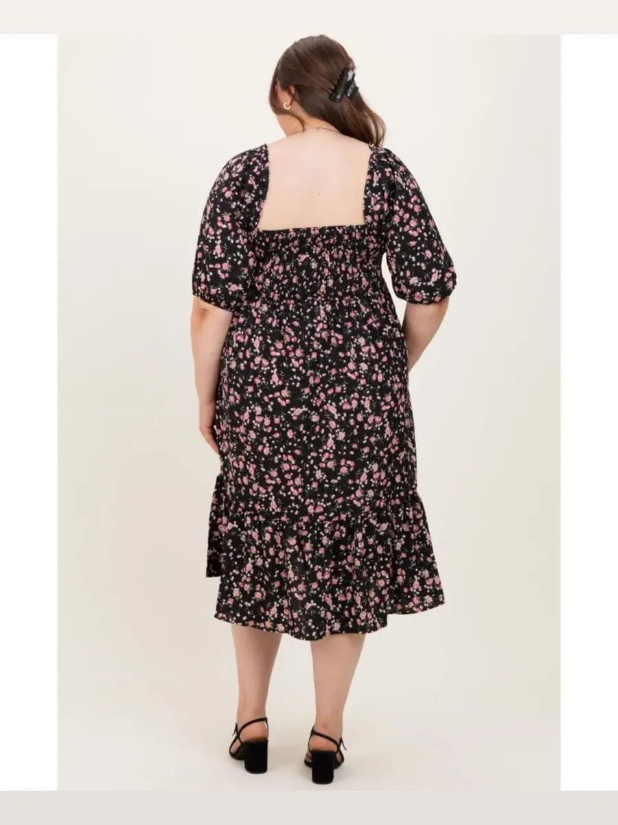 Платье-миди с принтом Smocked Maternity Plus Pinkblush — изображение 4 из 4, черный