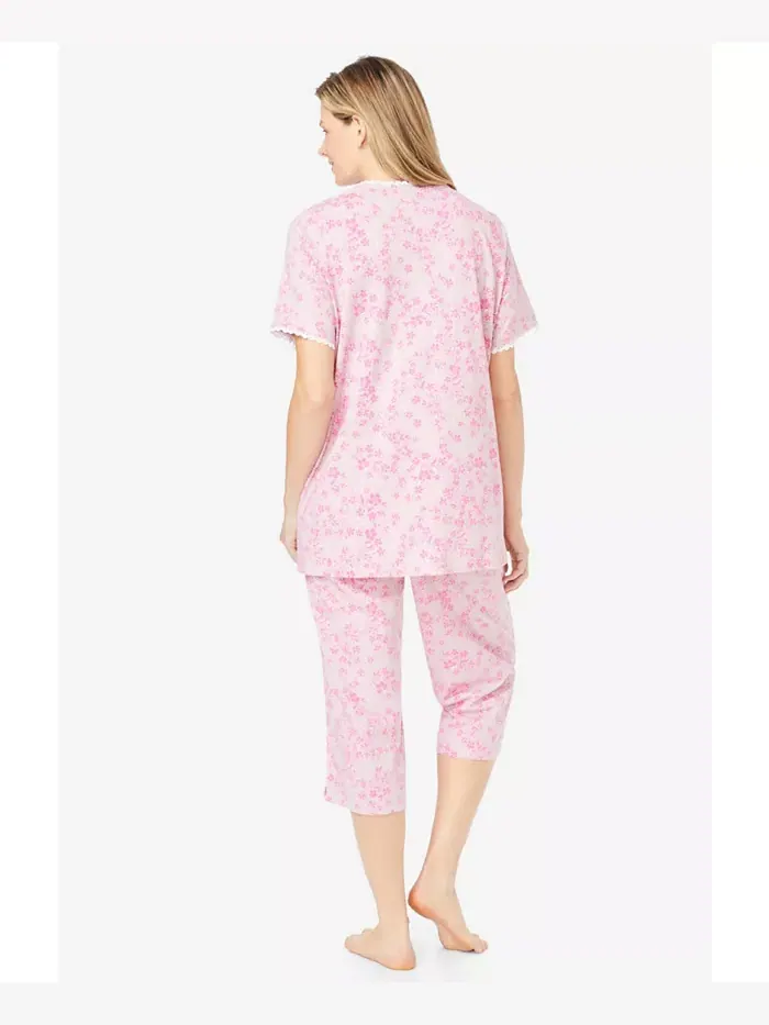 Комплект капри для сна Plus Size Only Necessities из двух предметов: футболка с защипами и капри — изображение 2 из 2, мята