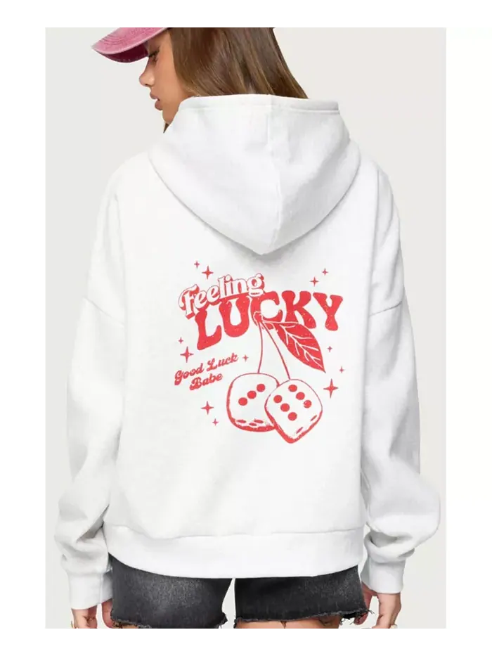 Женская толстовка Feeling Lucky оверсайз Edikted — изображение 2 из 5, серый