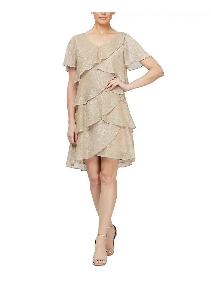 Многослойное платье с переливающимся эффектом Shift Dress SL Fashions — изображение 1 из 2, золото