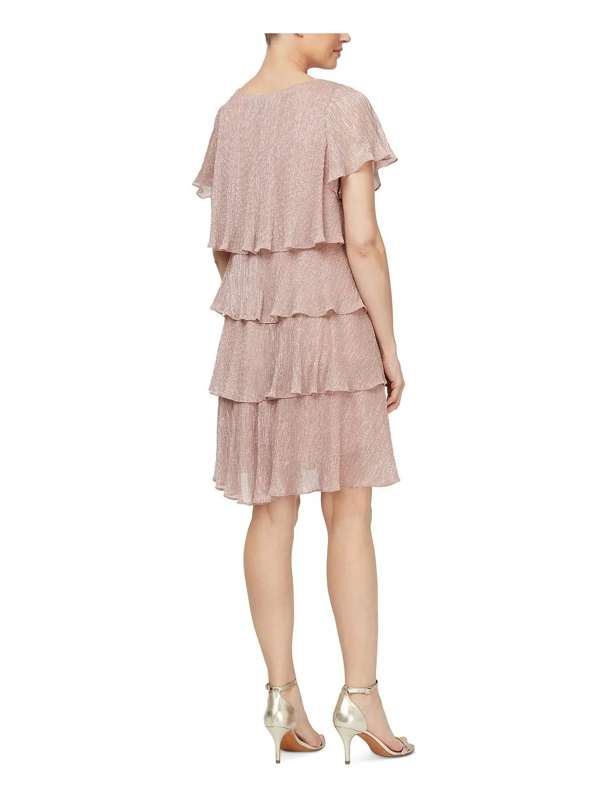 Многоярусное платье прямого кроя с блестками SL Fashions — изображение 2 из 2, розовый