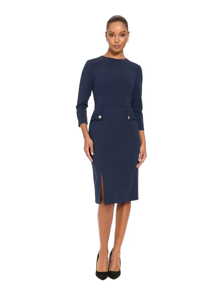Платье-футляр миди с рукавом 3/4 Petite Sheath Midi London Times