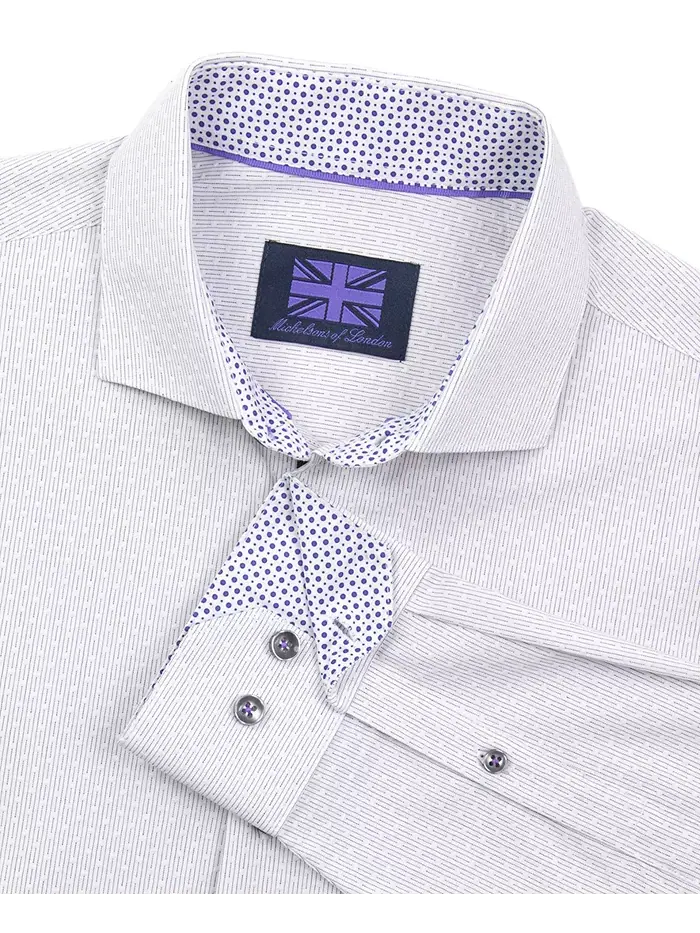 Мужская классическая рубашка с тонкой полоской Regular-Fit MICHELSONS OF LONDON — изображение 4 из 5, белый черный