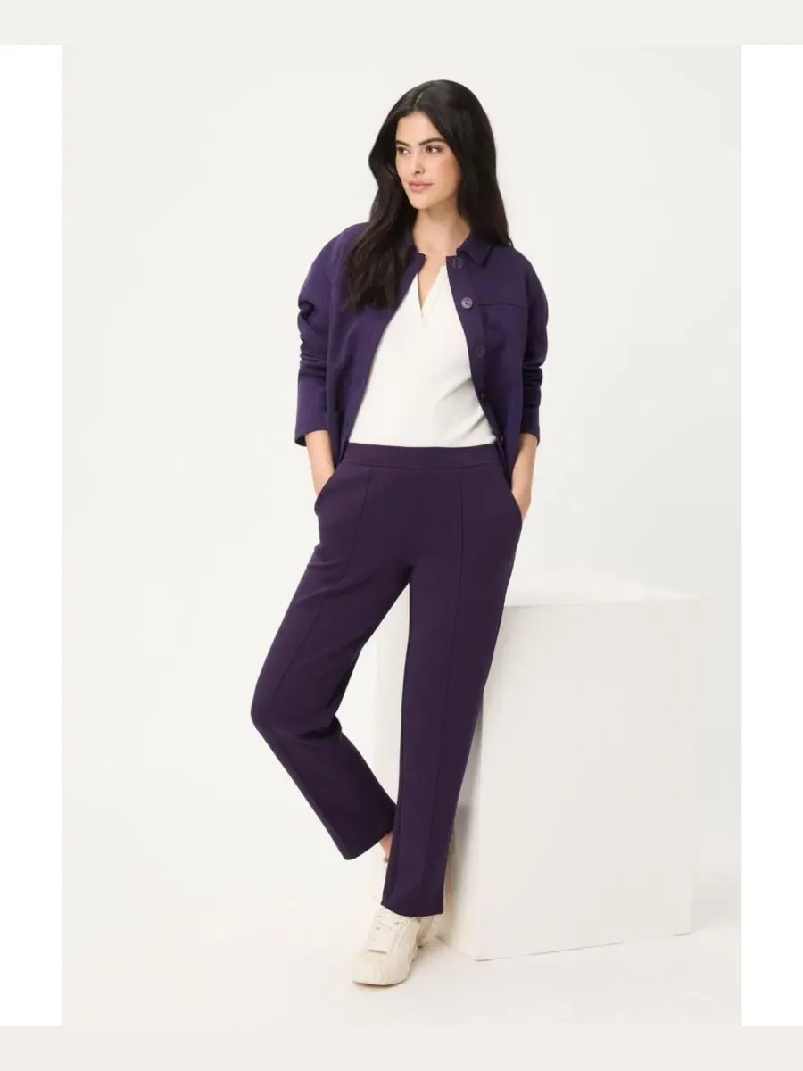 Брюки прямого кроя с эластичным поясом, модель Scuba Knit Pull-On Pant Olsen — изображение 6 из 6, сливавый