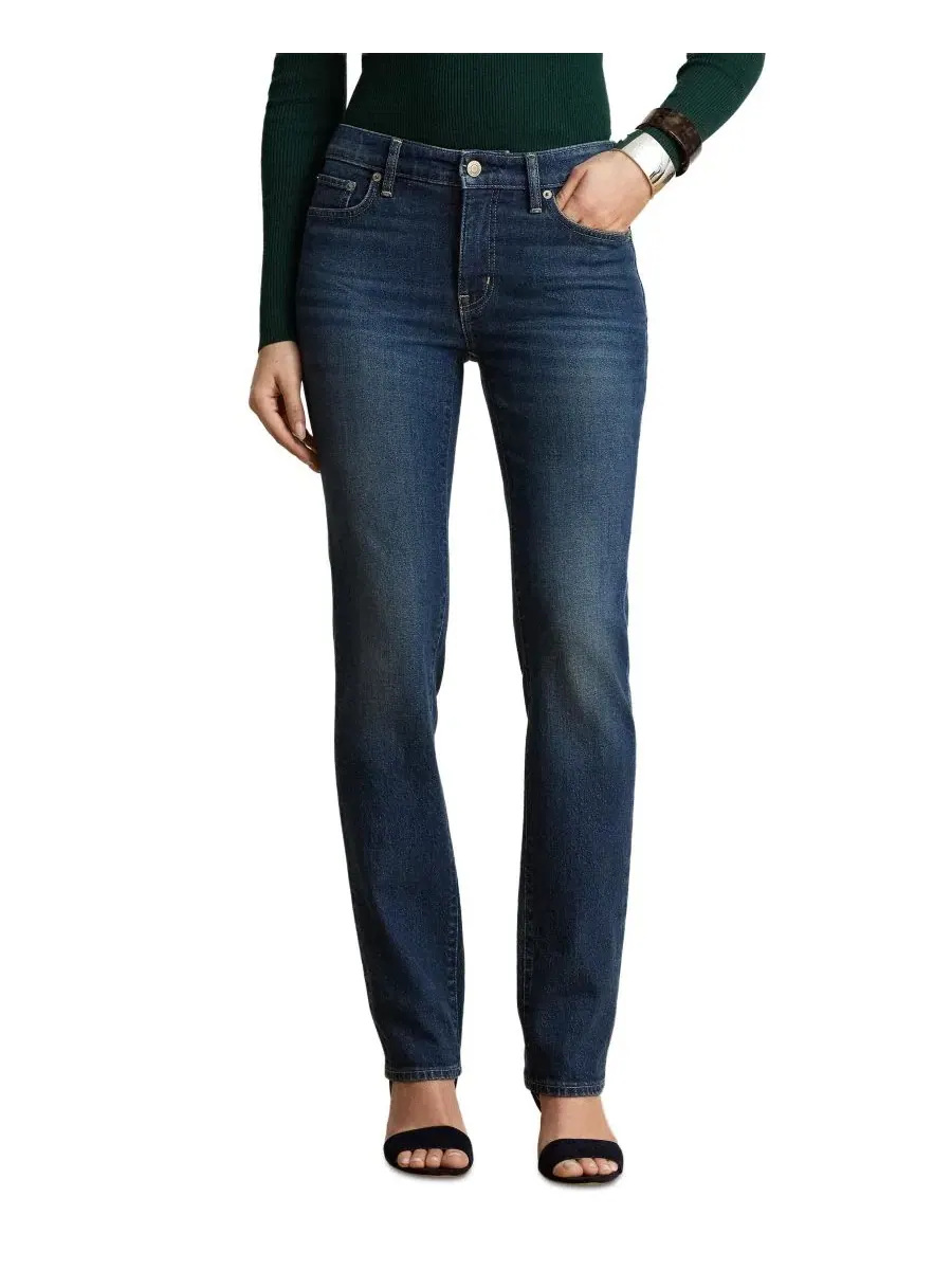 Джинсы прямого кроя с заниженной талией Petite Mid-Rise Straight Cut Lauren Ralph Lauren