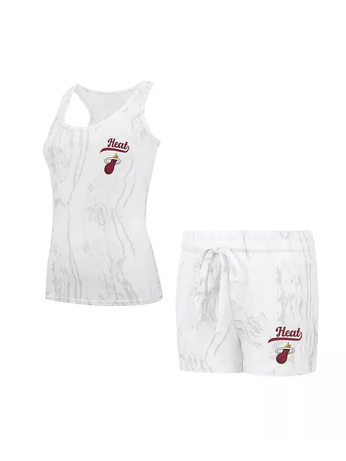 Женский белый комплект с кварцевой майкой и шортами Miami Heat Concepts Sport — изображение 1 из 3, белый серый