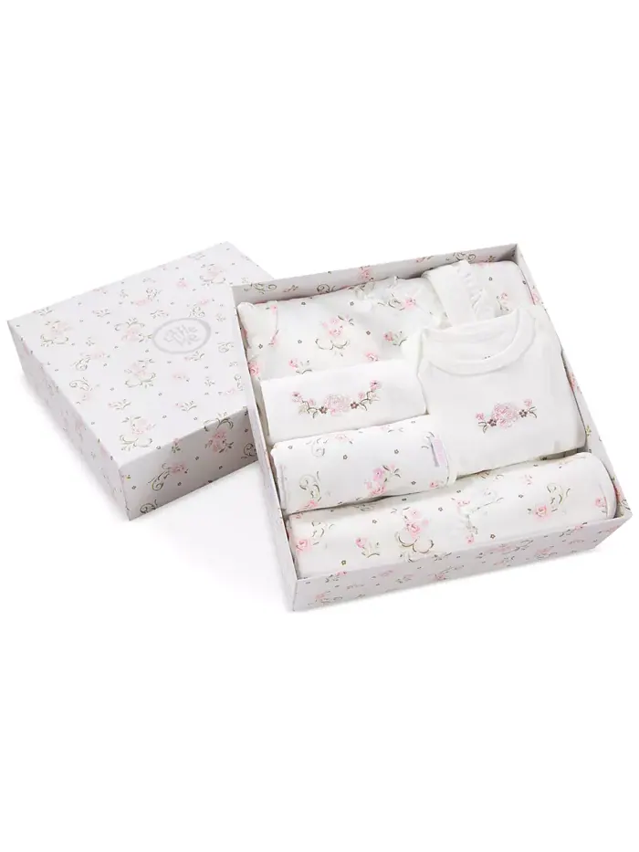 Подарочный набор для девочек "Vintage Rose", 6 предметов, хлопок Little Me — изображение 4 из 9, розовый