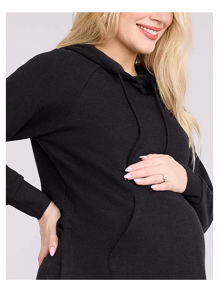 Женская свободная туника с капюшоном для беременных Motherhood Maternity — изображение 3 из 5, черный