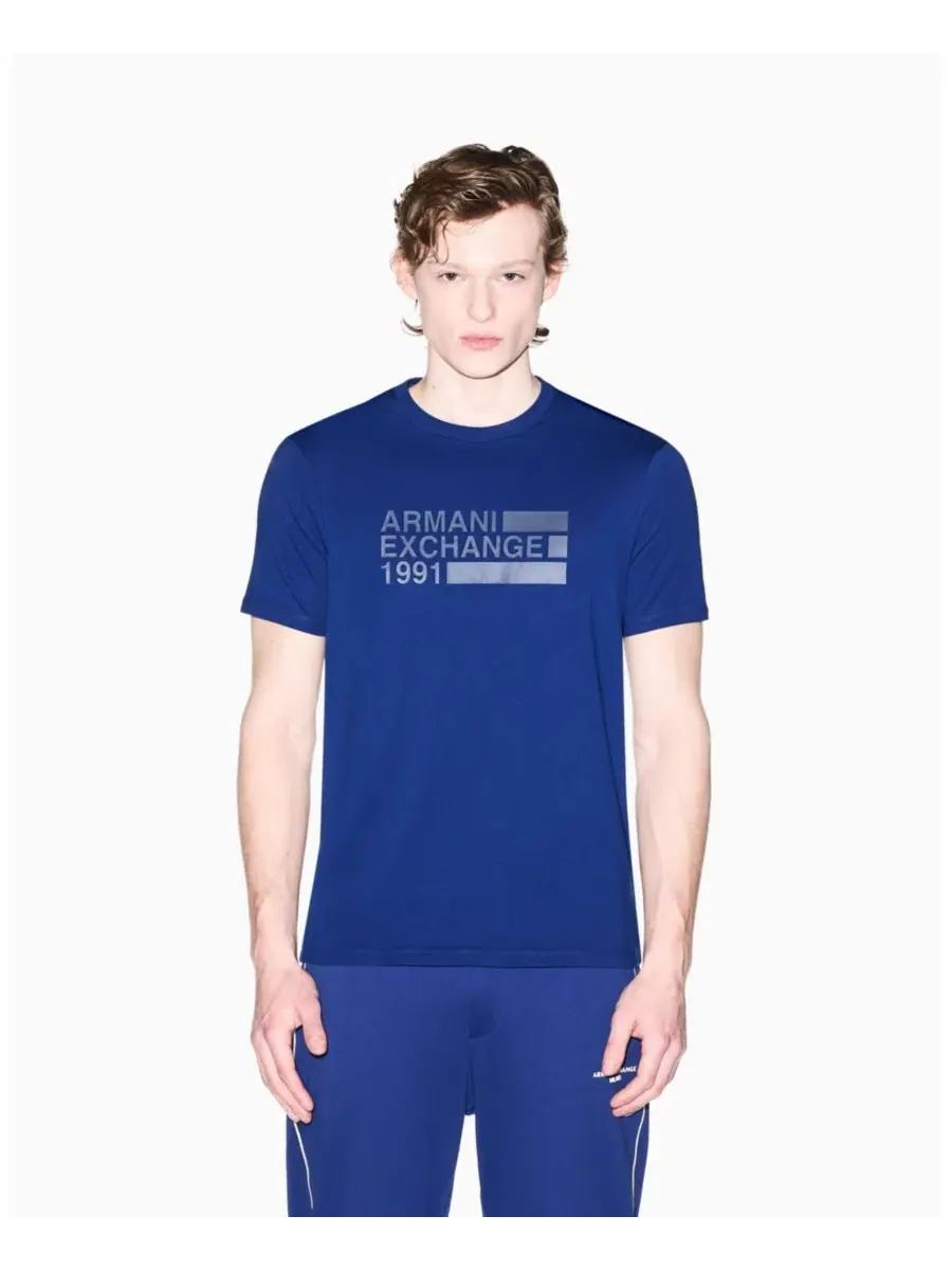 Мужская футболка с коротким рукавом и логотипом A|X Armani Exchange — изображение 2 из 5, синий