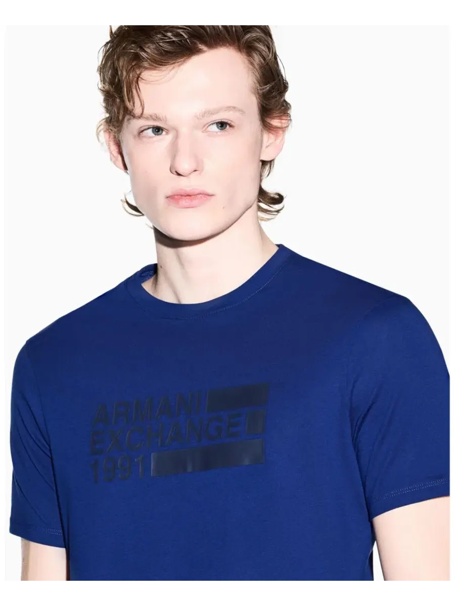 Мужская футболка с коротким рукавом и логотипом A|X Armani Exchange — изображение 4 из 5, синий