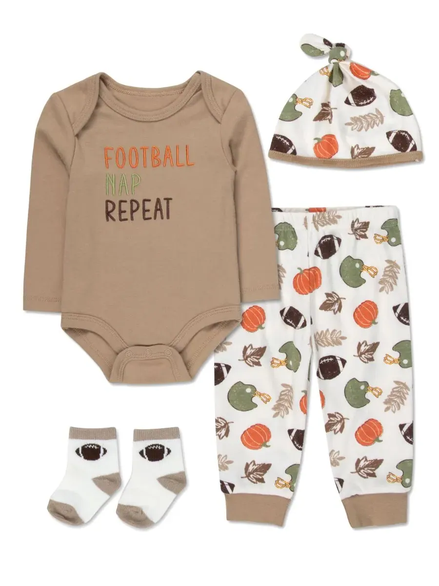 Комплект из 4 предметов для малыша Football Nap Repeat Baby Essentials