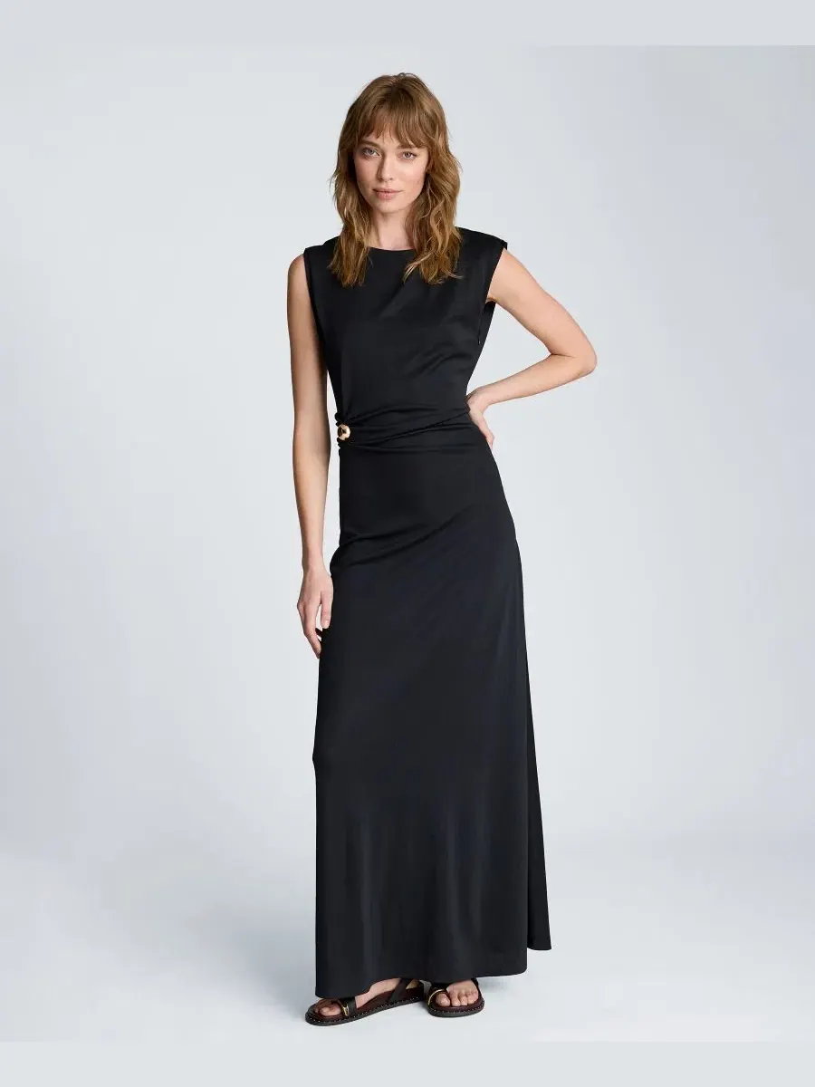 Платье макси с драпировкой Waist Drape Kenneth Cole — изображение 2 из 5, черный