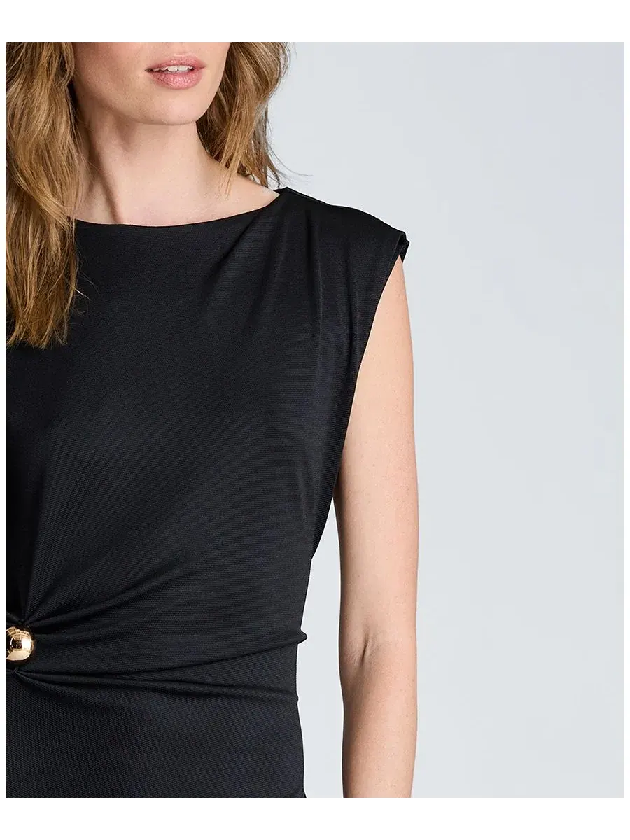 Платье макси с драпировкой Waist Drape Kenneth Cole — изображение 4 из 5, черный