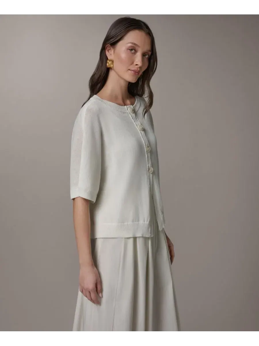 Женский кардиган с круглым вырезом Donna Karan Weekend — изображение 3 из 7, бежевый