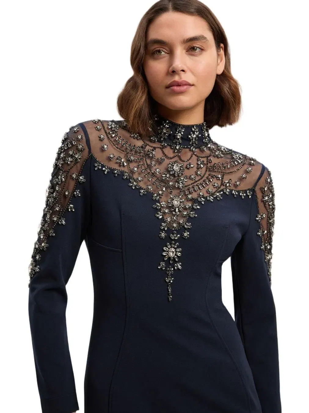 Женское длинное платье, украшенное кристаллами Karen Millen — изображение 2 из 8, синий