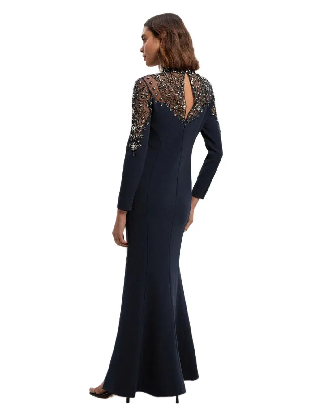 Женское длинное платье, украшенное кристаллами Karen Millen — изображение 3 из 8, синий