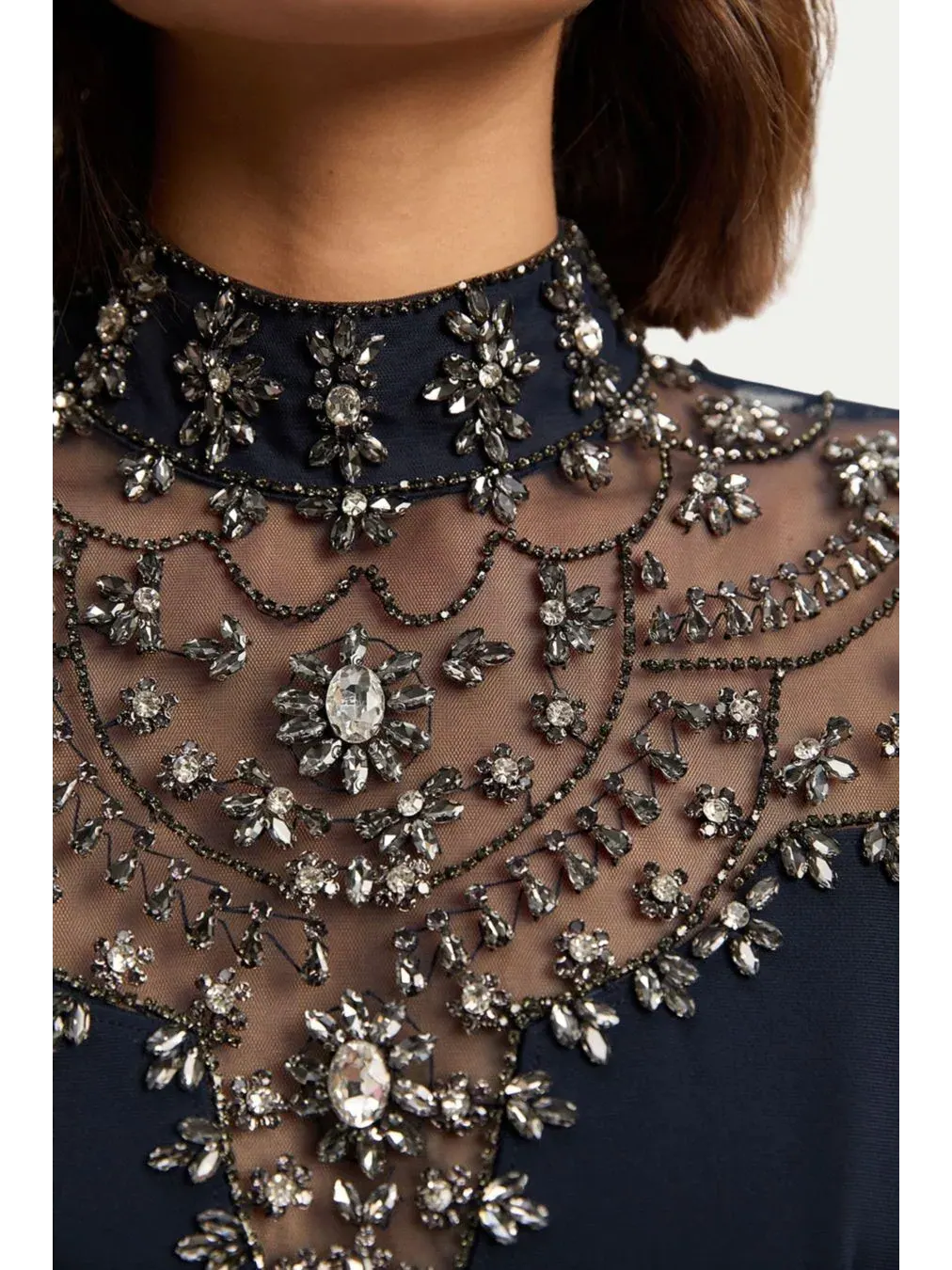 Женское длинное платье, украшенное кристаллами Karen Millen — изображение 5 из 8, синий