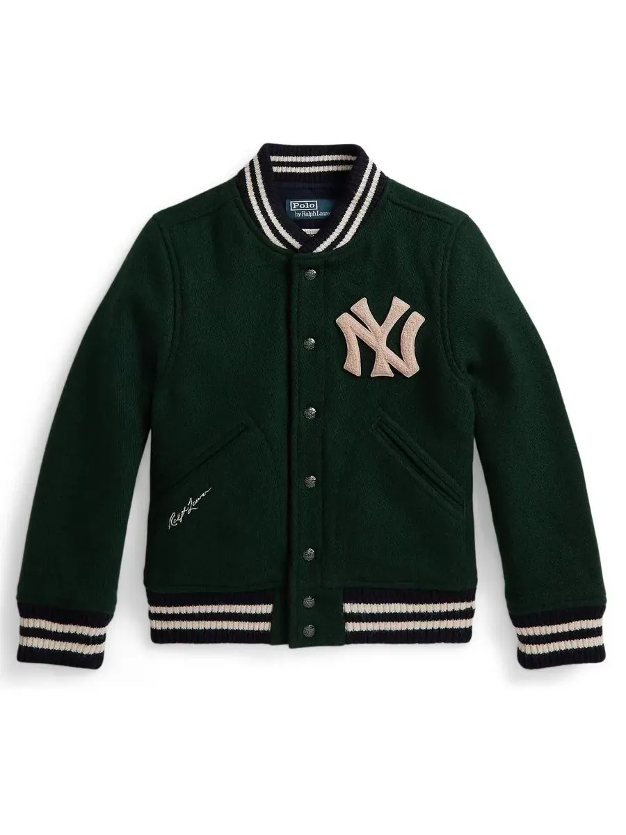 Детская куртка Yankees с длинными рукавами и логотипом, размеры 8-20 Polo Ralph Lauren — изображение 1 из 3, зеленый