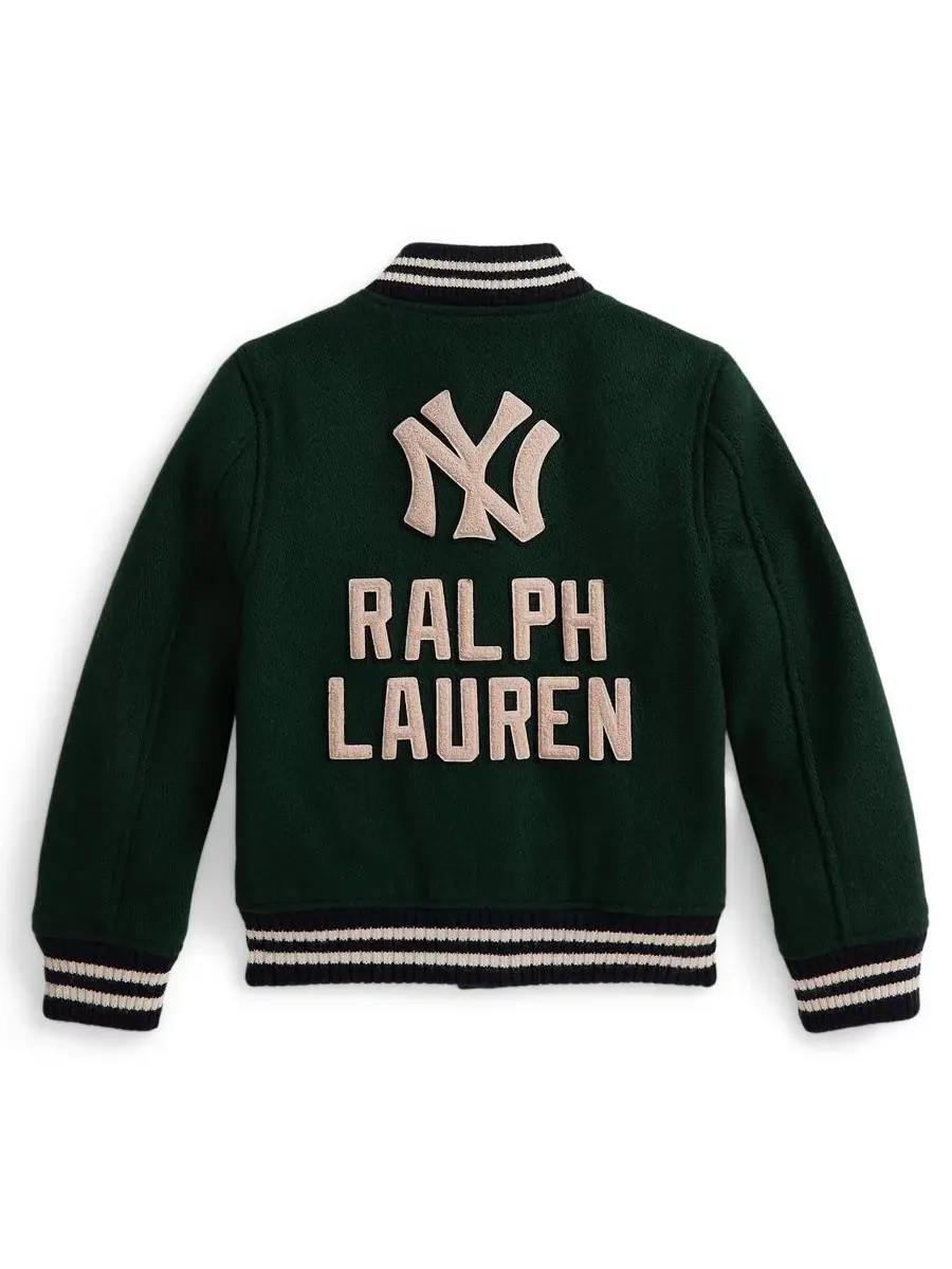 Детская куртка Yankees с длинными рукавами и логотипом, размеры 8-20 Polo Ralph Lauren — изображение 2 из 3, зеленый