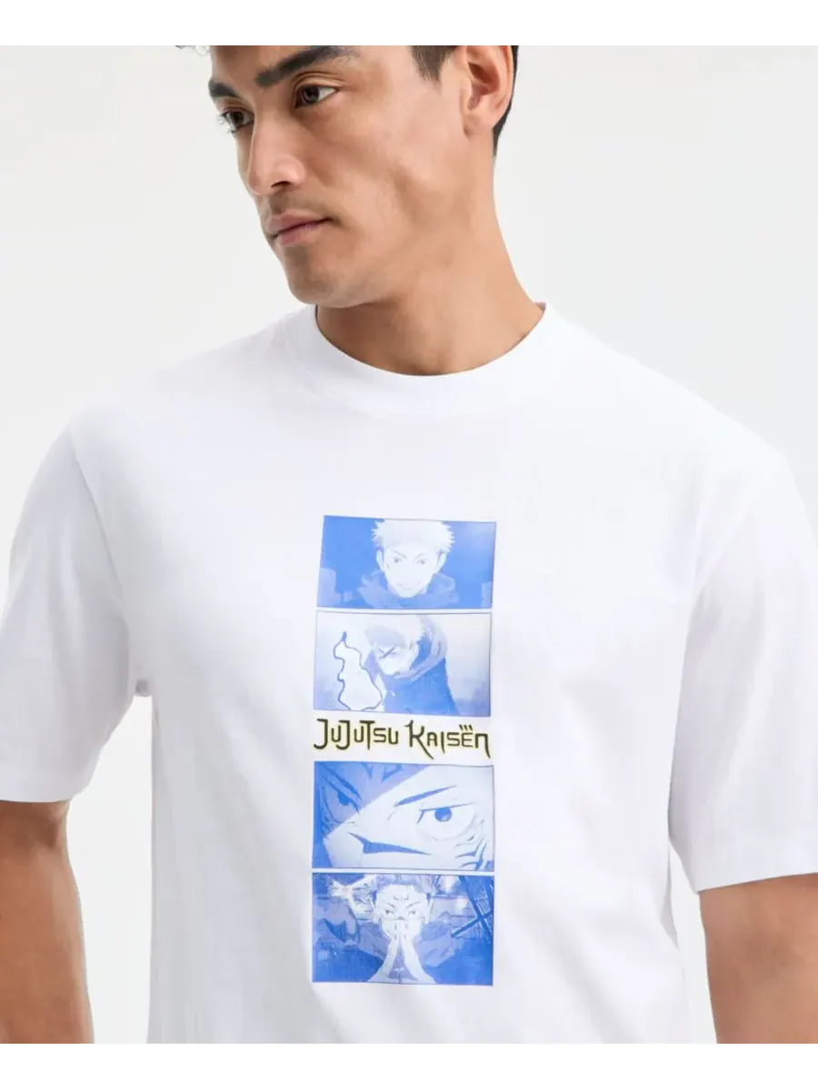 Мужская футболка Nuley с коротким рукавом и графическим принтом JuJuTsu Kaisen Hugo Boss — изображение 2 из 4, белый