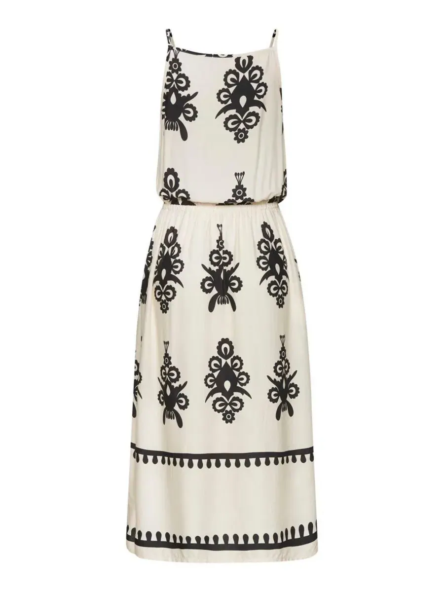 Платье-трапеция с принтом Women's Ornamental Print Dress LASCANA — изображение 5 из 6, песочный черный