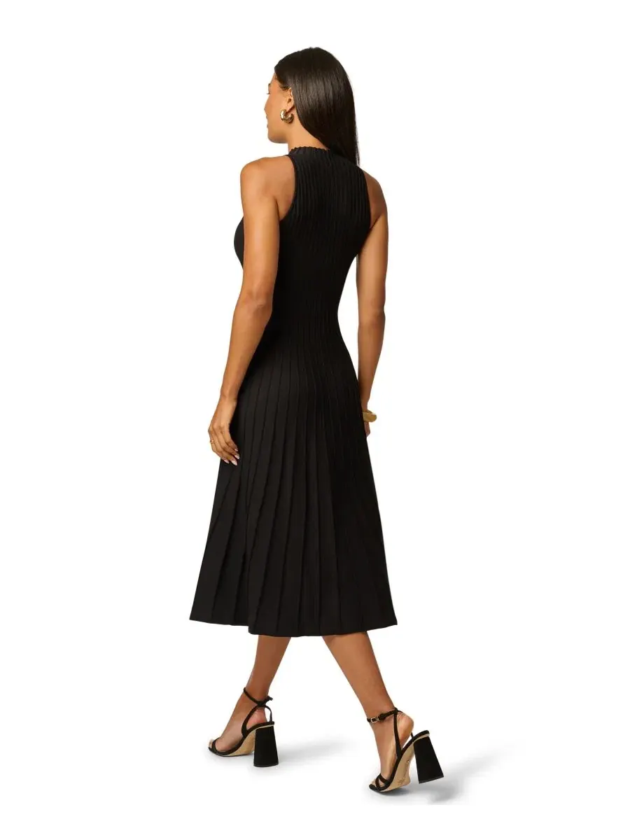 Платье миди с принтом, модель Women's Mock-Neck Side-Cutout Rib-Knit Midi Dress Adrianna — изображение 5 из 5, черный