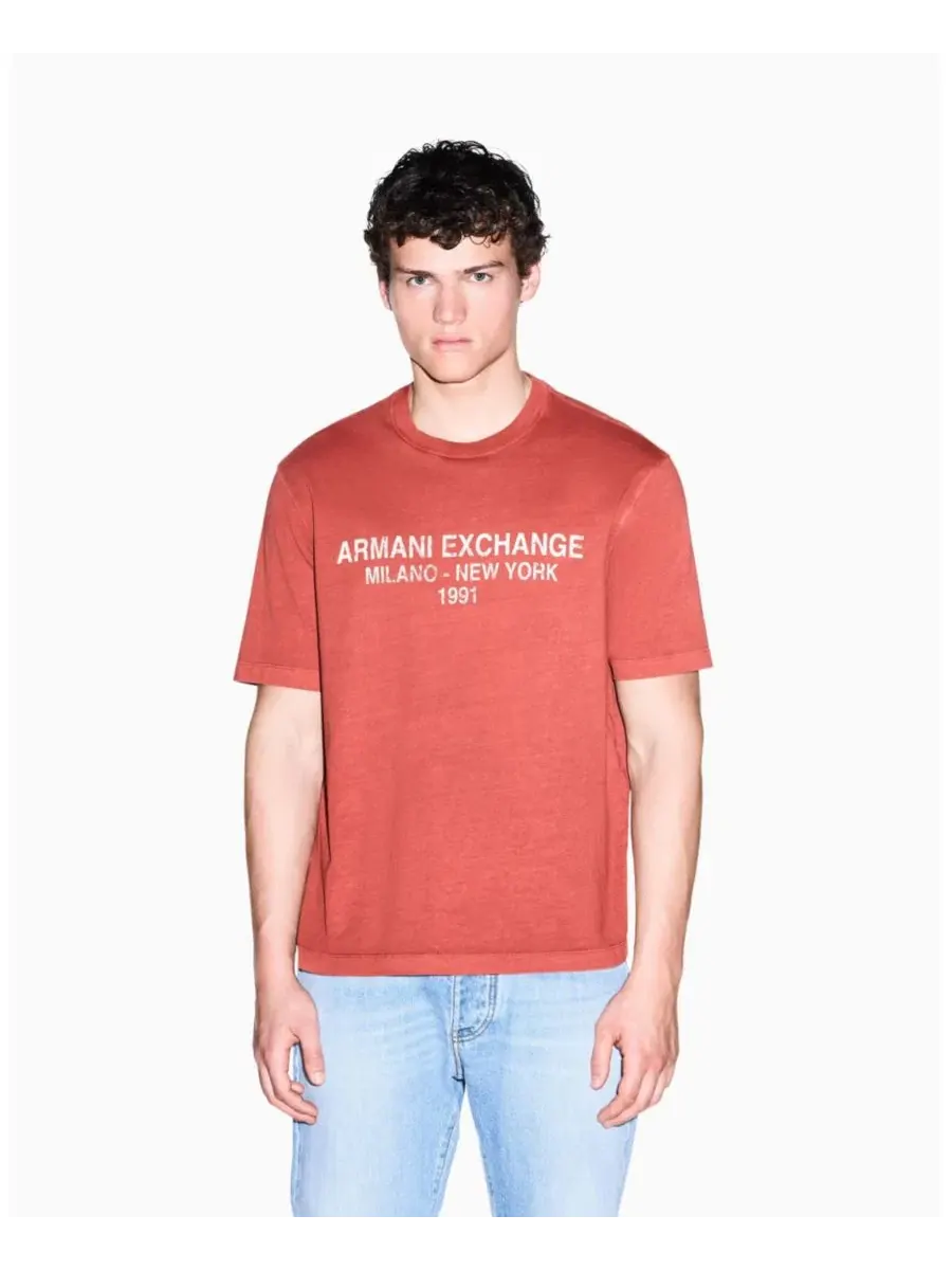 Футболка с коротким рукавом из хлопкового джерси с принтом A|X Armani Exchange — изображение 1 из 7, босса-нова