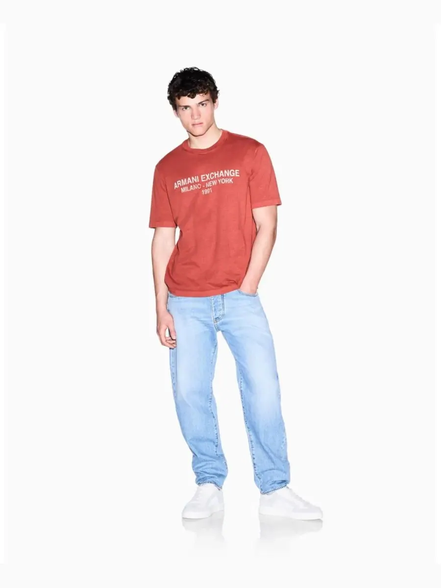 Футболка с коротким рукавом из хлопкового джерси с принтом A|X Armani Exchange — изображение 5 из 7, босса-нова