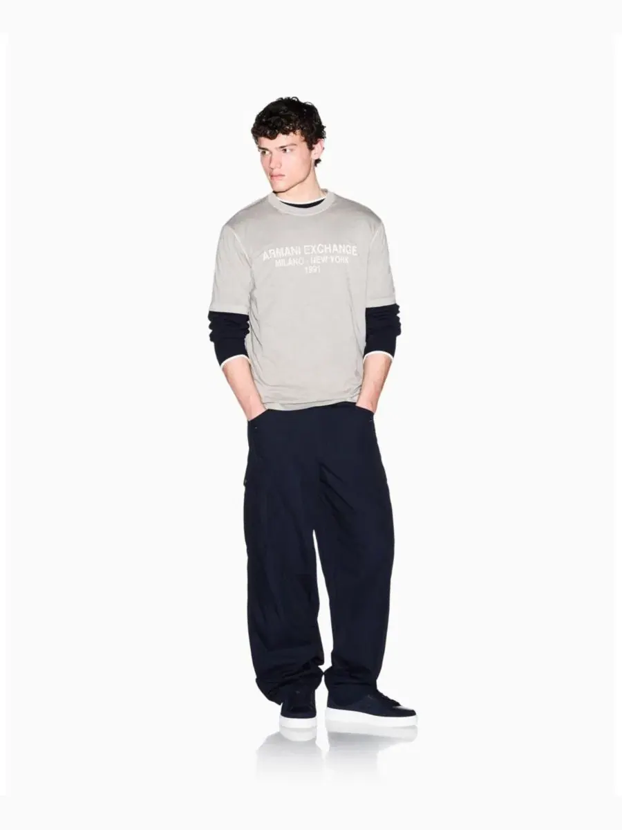 Футболка с принтом Vintage Wording A|X Armani Exchange — изображение 1 из 6, винтажный хаки
