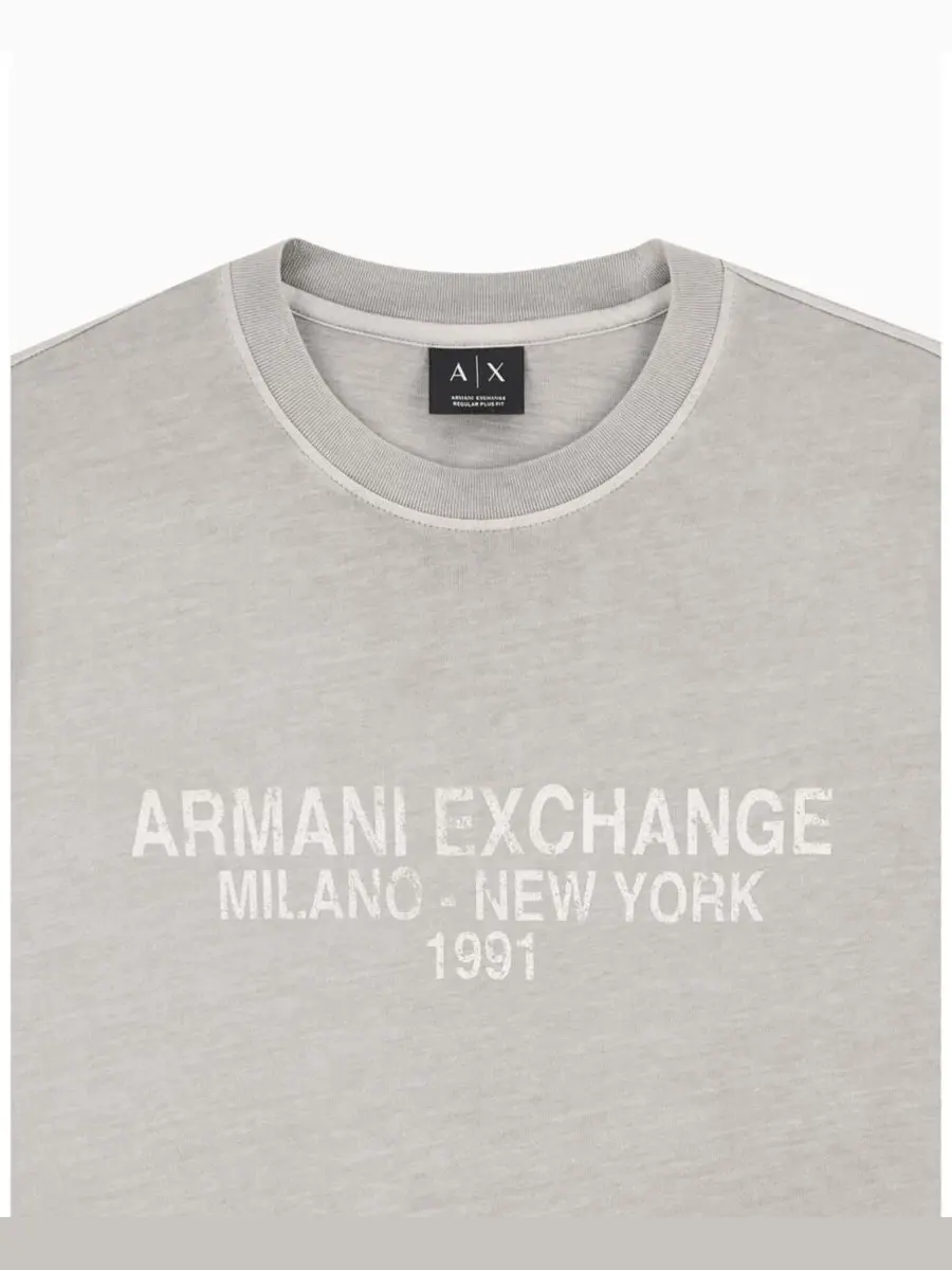 Футболка с принтом Vintage Wording A|X Armani Exchange — изображение 6 из 6, винтажный хаки