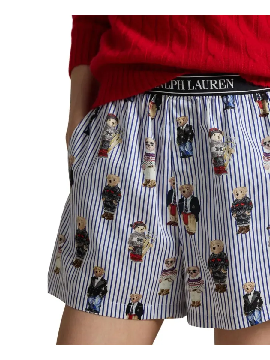 Polo Ralph Lauren Женские боксеры для сна с полосатым рисунком в виде медвежьей шкуры — изображение 4 из 5, синий