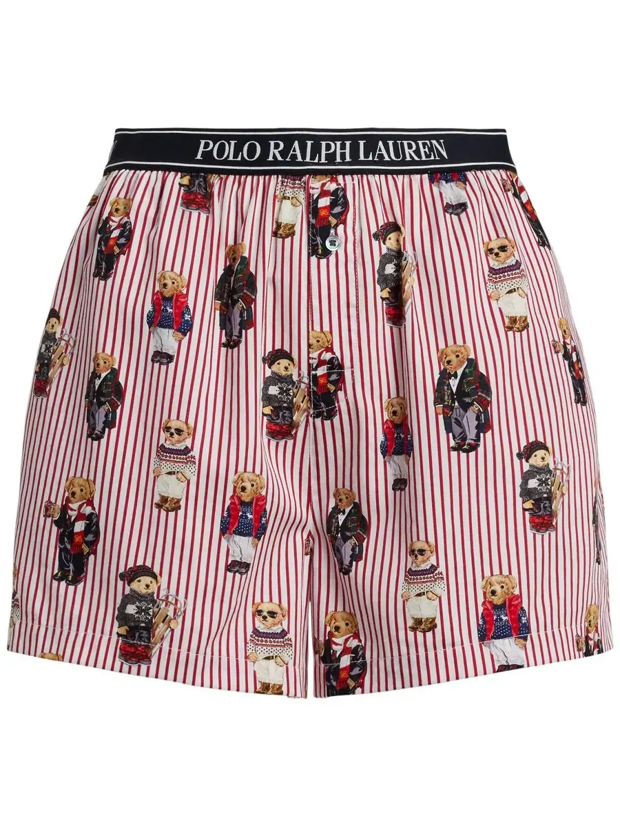 Polo Ralph Lauren Женские боксеры для сна с полосатым рисунком в виде медвежьей шкуры — изображение 3 из 5, красный