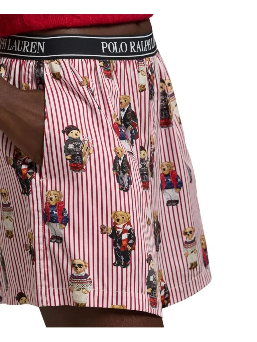 Polo Ralph Lauren Женские боксеры для сна с полосатым рисунком в виде медвежьей шкуры — изображение 4 из 5, красный