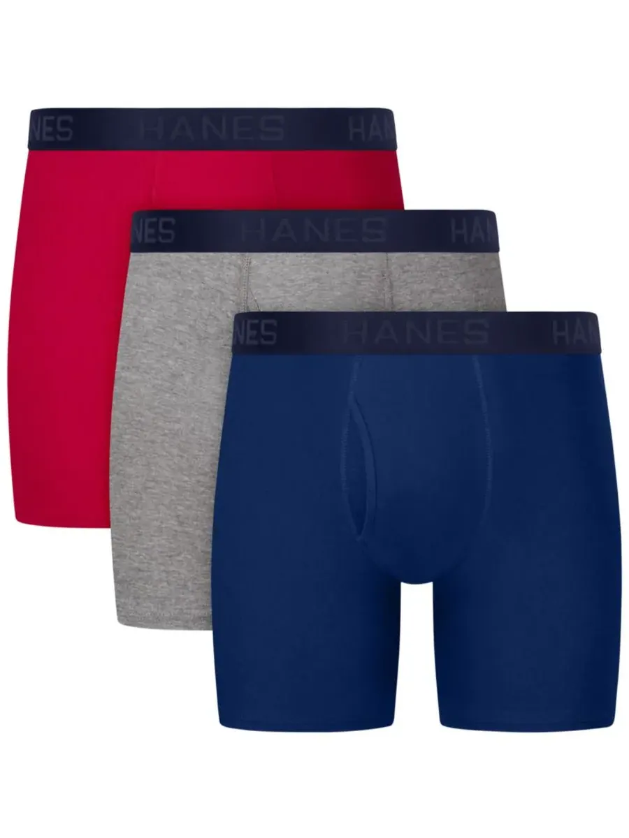 Hanes Мужские боксеры из комфортной смесовой ткани, комплект из 3 штук