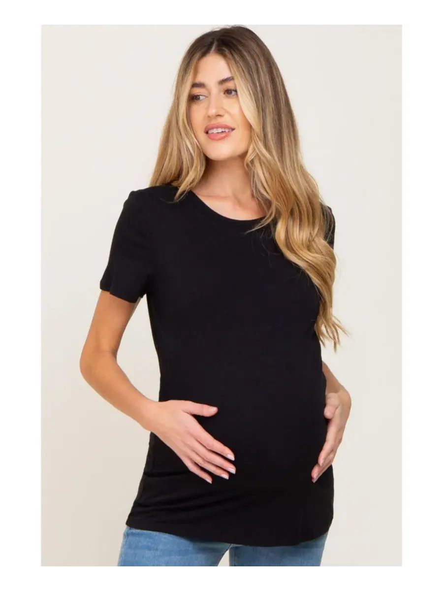 Футболка для беременных с круглым вырезом, модель Basic Crew Neck Pinkblush — изображение 1 из 4, черный